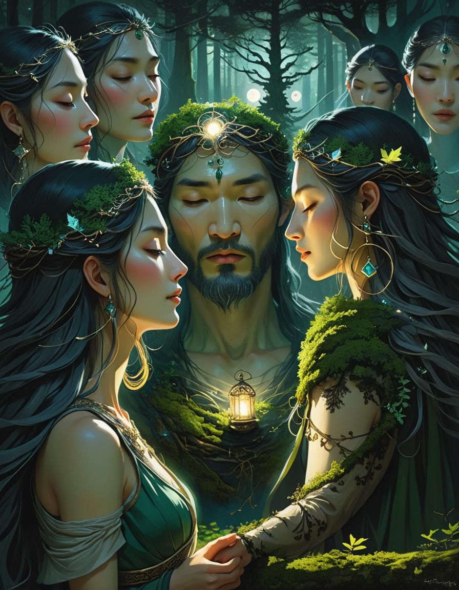 Mystical Healer Walks Enchanted Forest Path