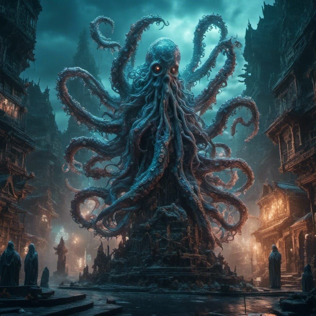 Invincible Octopus Totem God in Detailed Matte Painting