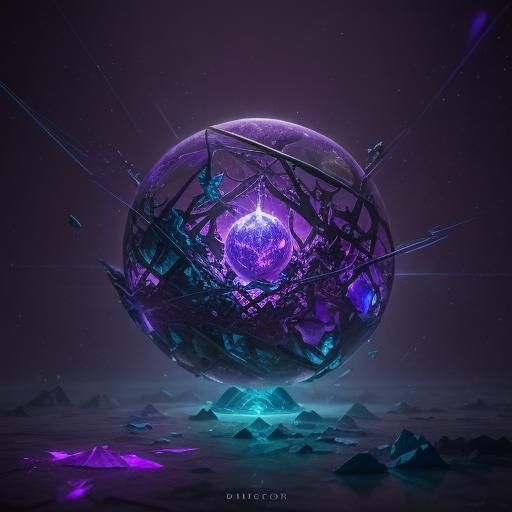 Neon Crystal Sphere Fantasy Concept Art