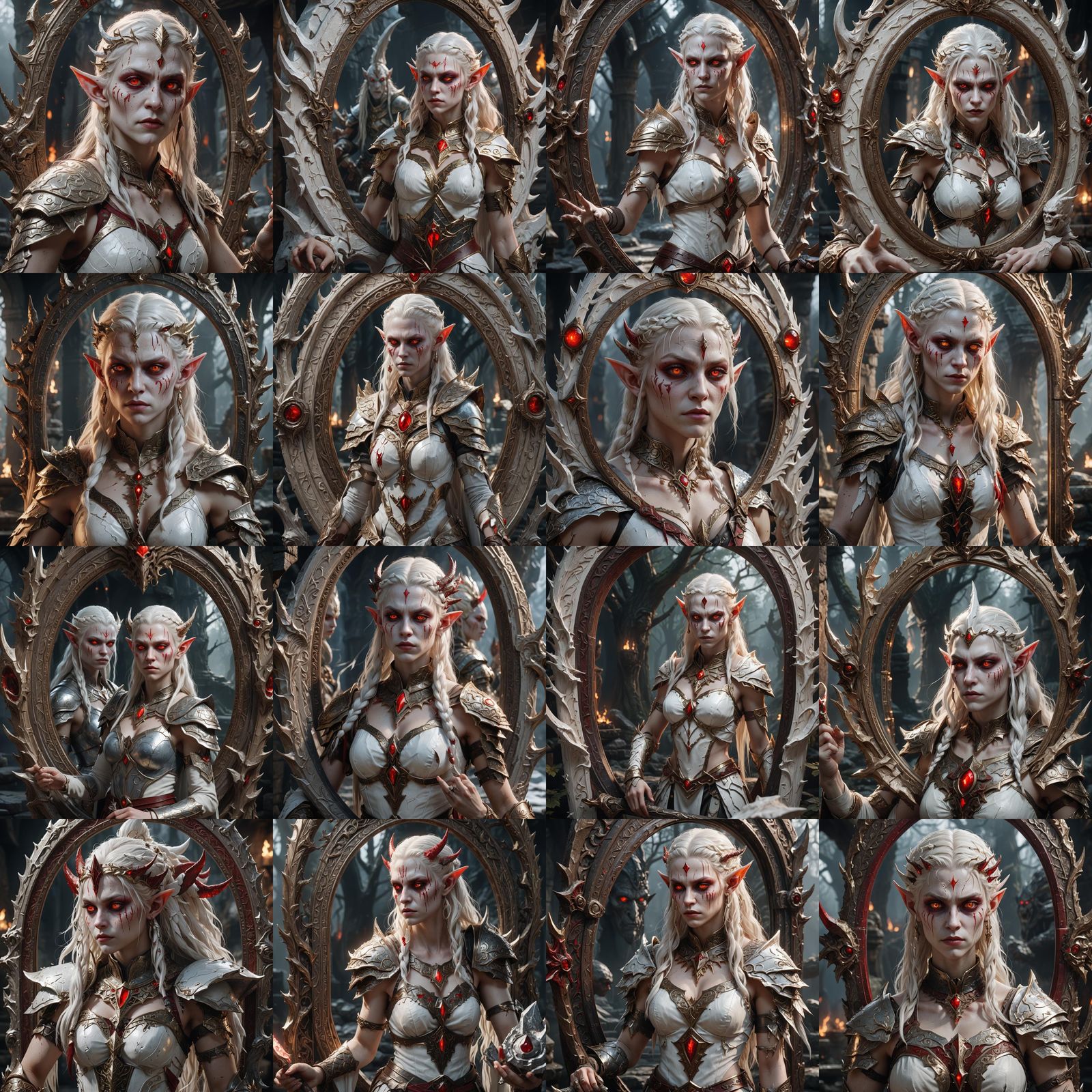 Albino Elf Barbarian Queen in Detailed Matte Painting