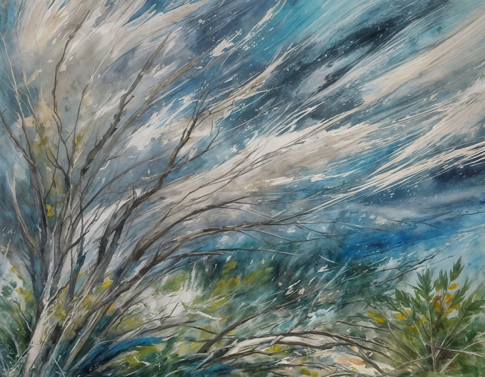 Impressionistic Tropical Storm with Chalk Wind Streams