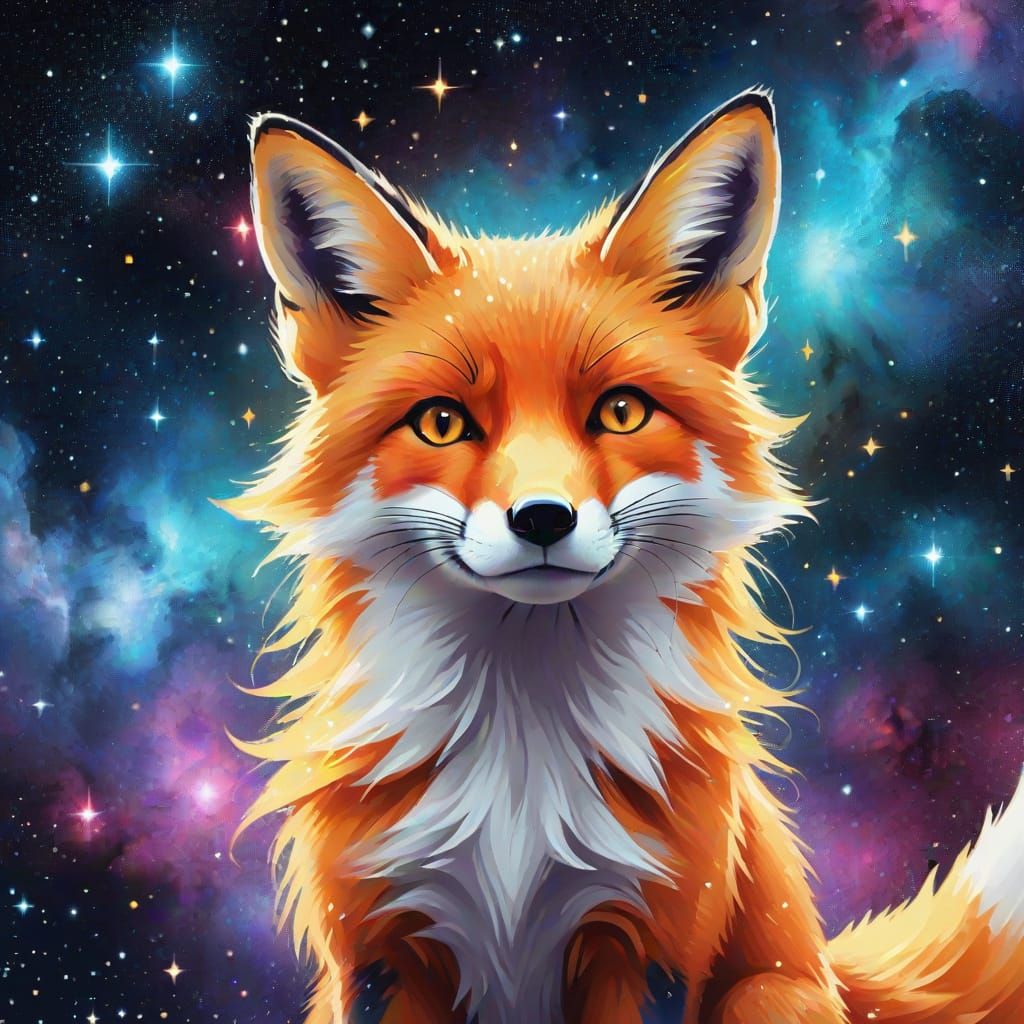 Celestial Fox Made of Galaxy Stardust