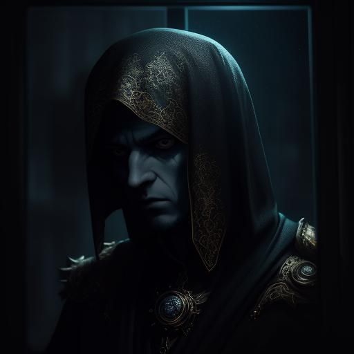 Androgynous Boy in Moonlit Mansion, Baroque Style