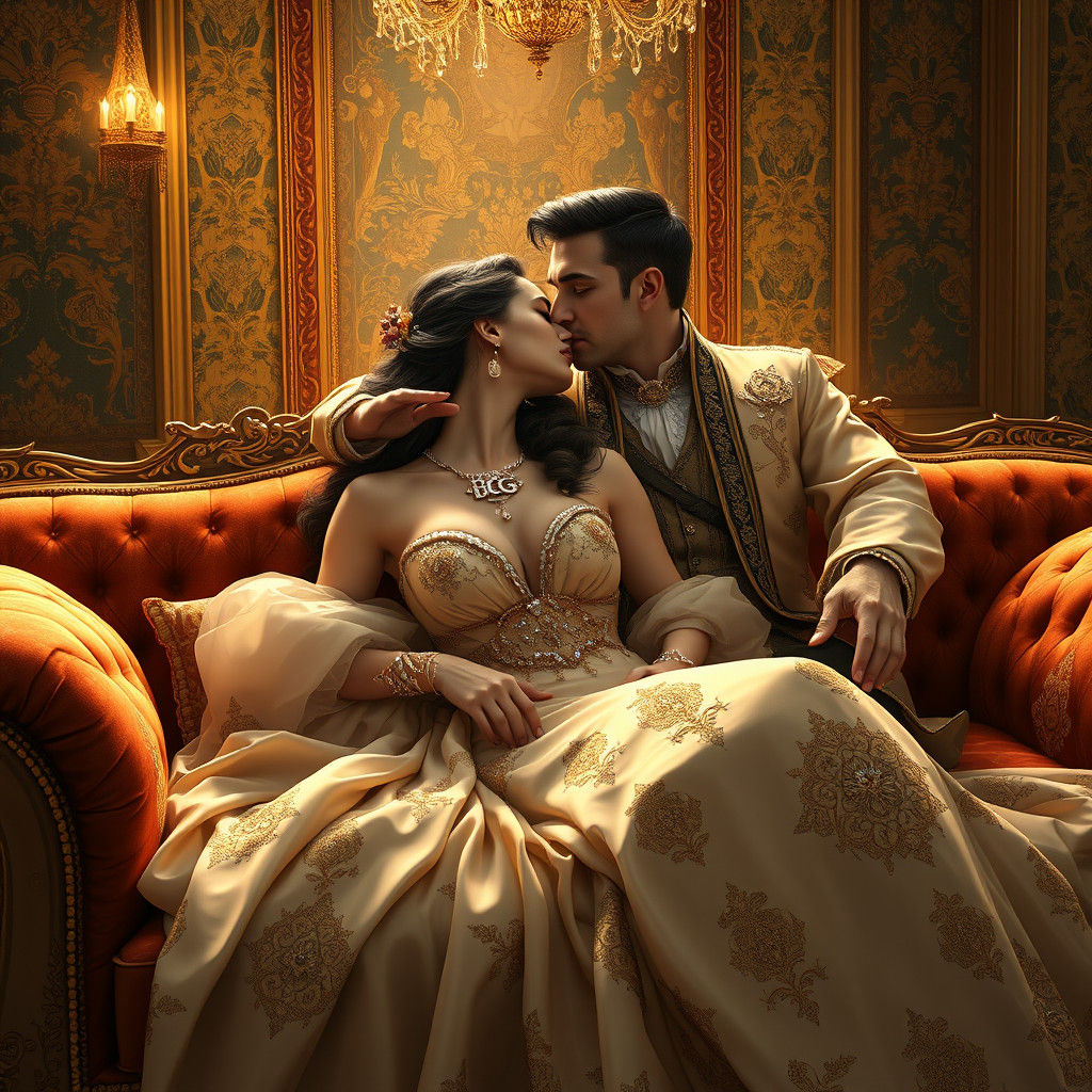 Passionate Kiss: Persian Duchess and Italian Nobleman