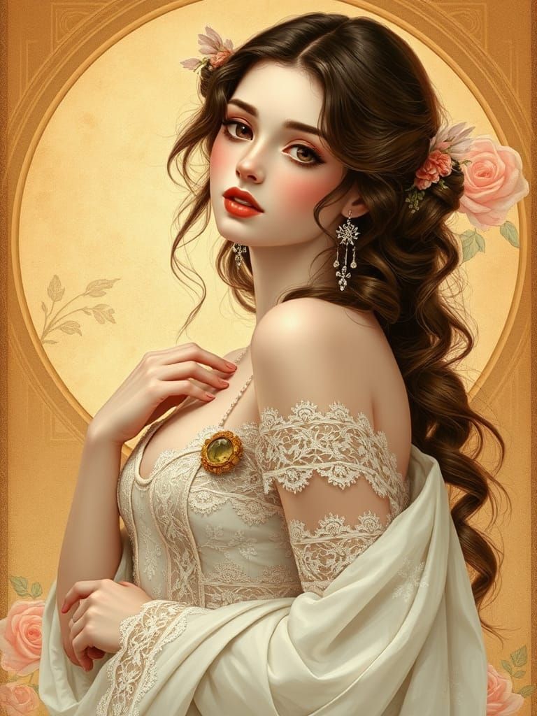 Ethereal Woman in Art Nouveau Style