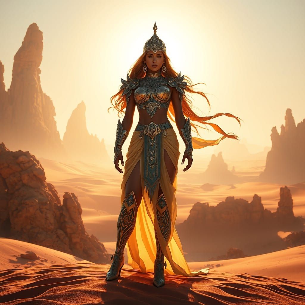 Majestic Princess Kaileena in Mystic Desert Landscapes