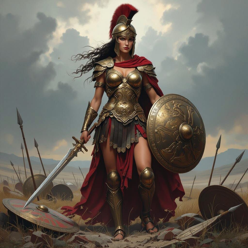 Athena: Ancient Greek Goddess in Battle