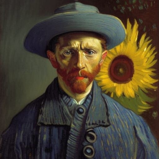 Starry Night Self-Portrait in Van Gogh Style