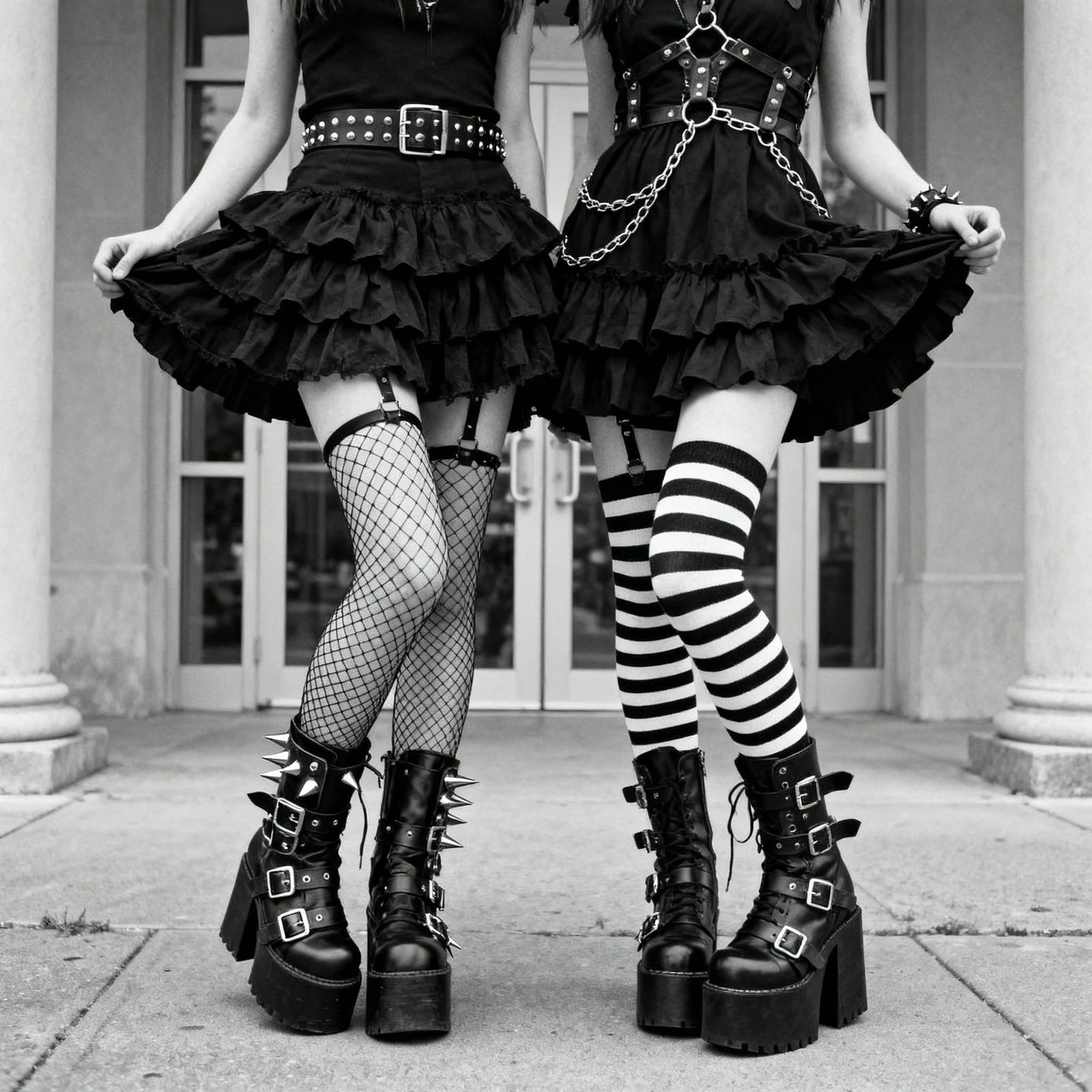 Gothic Women in Punk Fashion Street Style