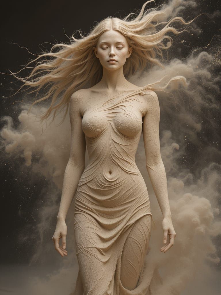 Sand Woman in Desert Environment: Photorealistic 8K