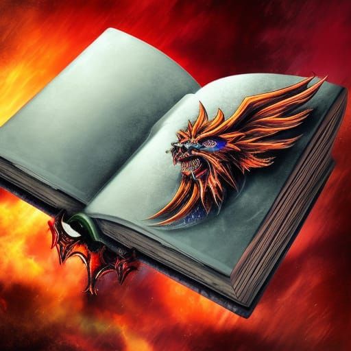 Hyperrealistic Demonic Book in Splash Art Style