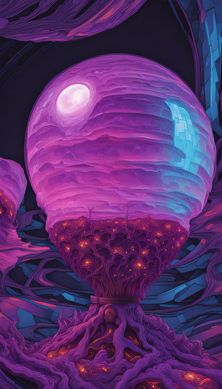 Abstract Digital Art with Contrasting Colors and Dynamic Lig...