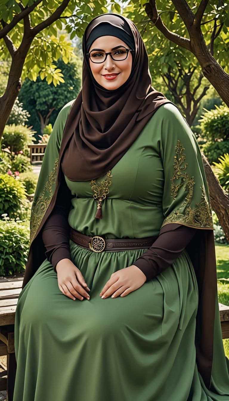 Woman in Niqab and Green Dress, Pop Art Portrait