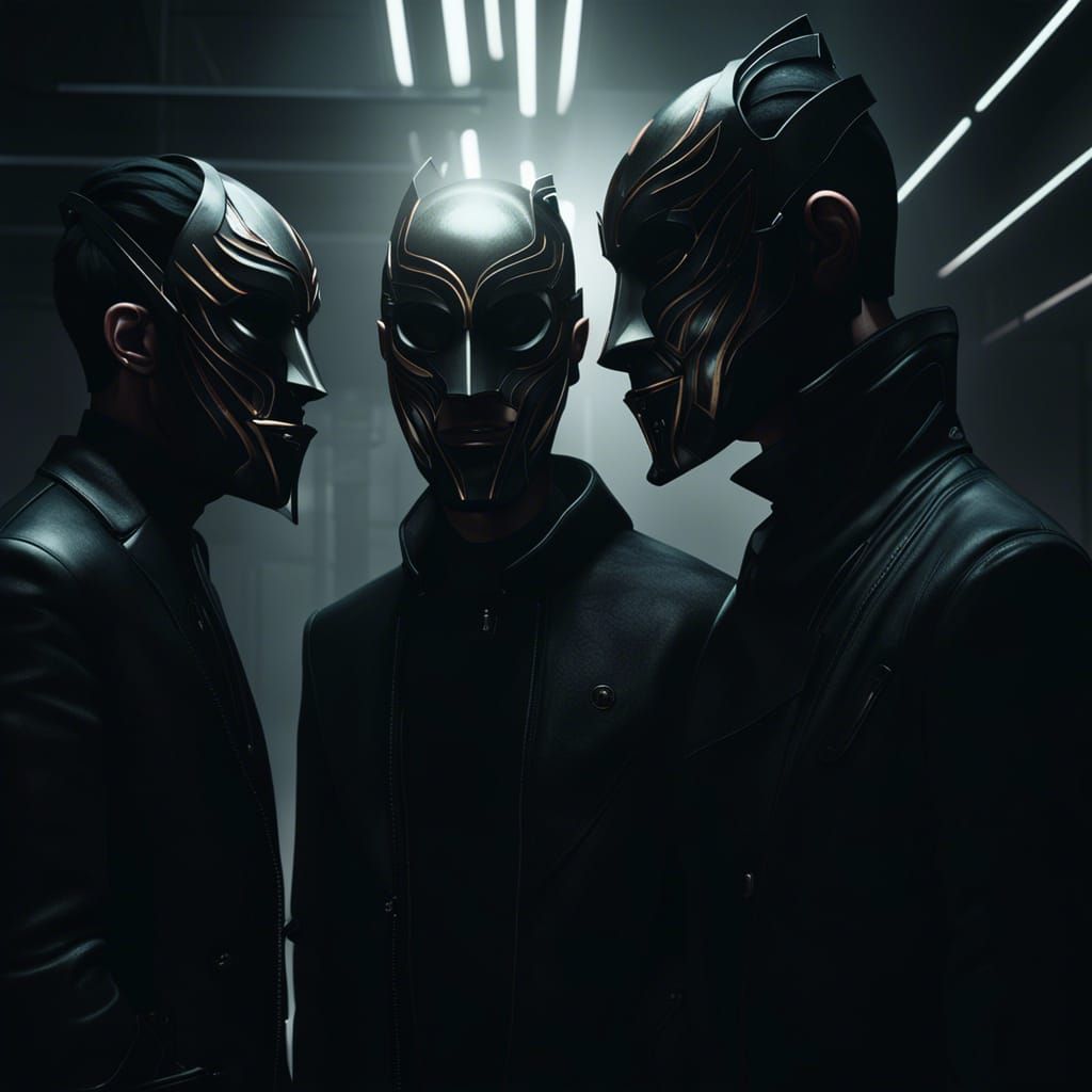 Three Men in Dark, Detailed Fantasy Concept Art