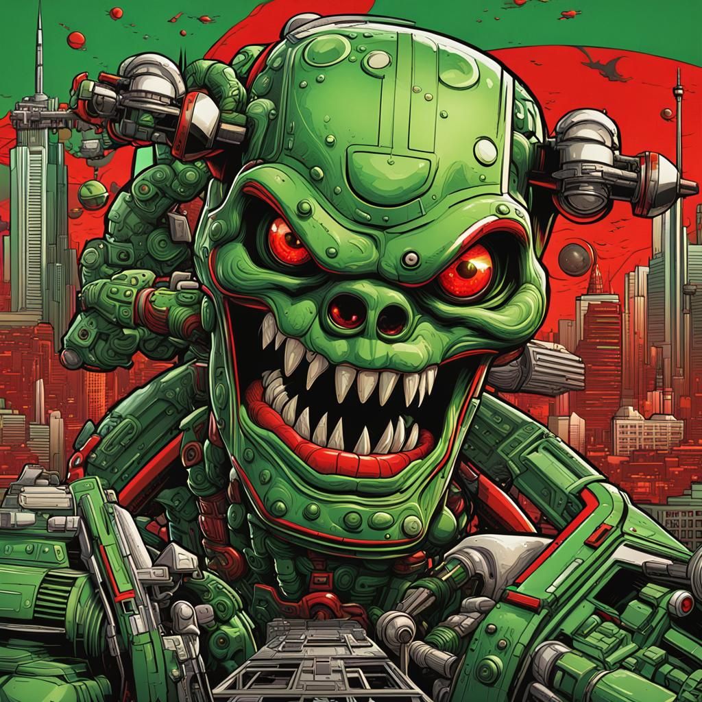 Rockabilly Punk Monster in Comic Book Art