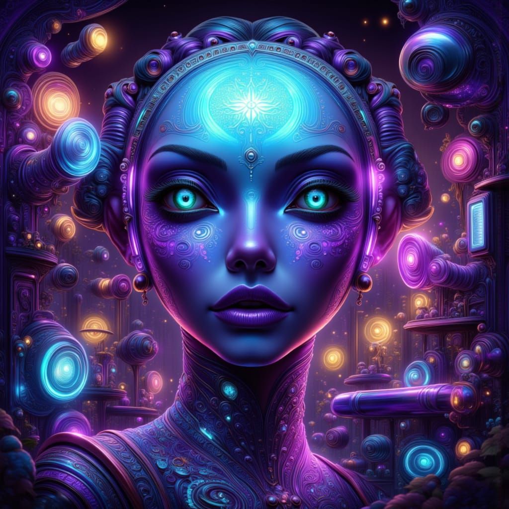 Alien Smart Home in Magic Surrealism Style