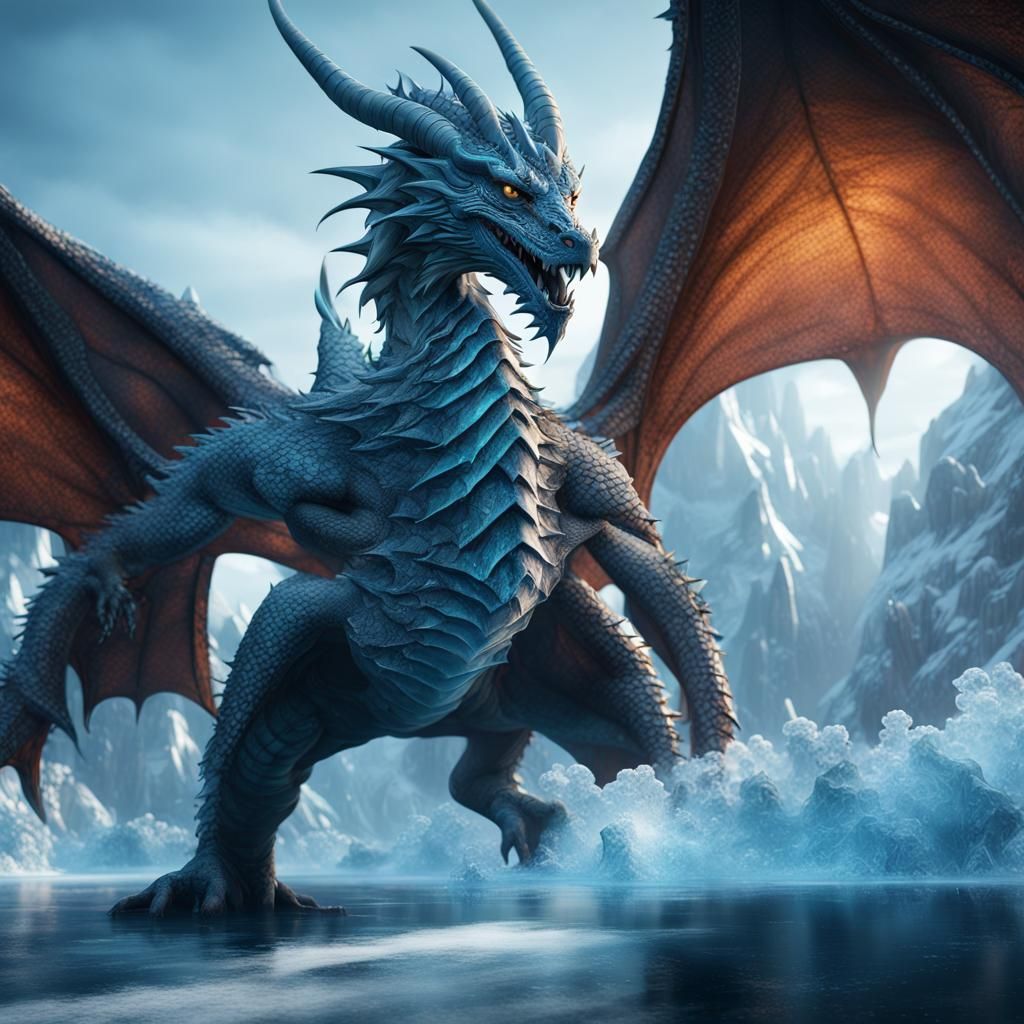 Icy Breath: A Dragon in Detailed Matte Painting