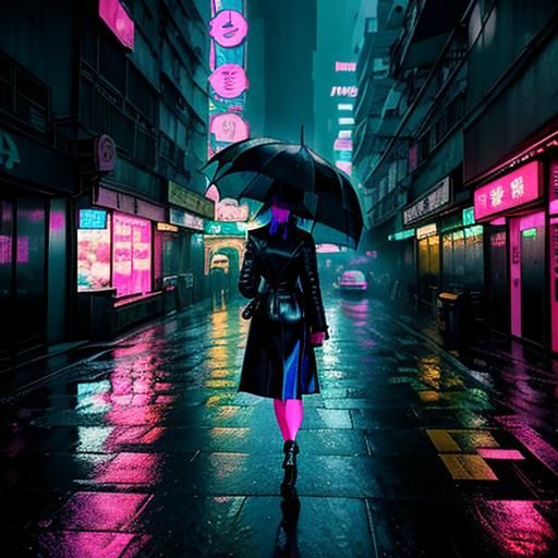 Cyberpunk Cityscape: Neon-Lit Streets of Future France