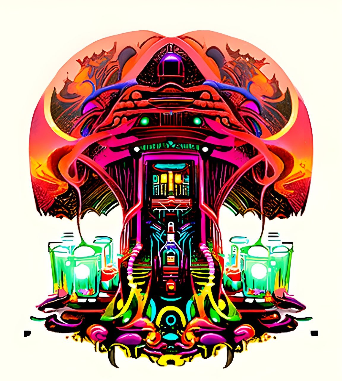 Neon Fantasy Tavern Cellar in UV Luminescence