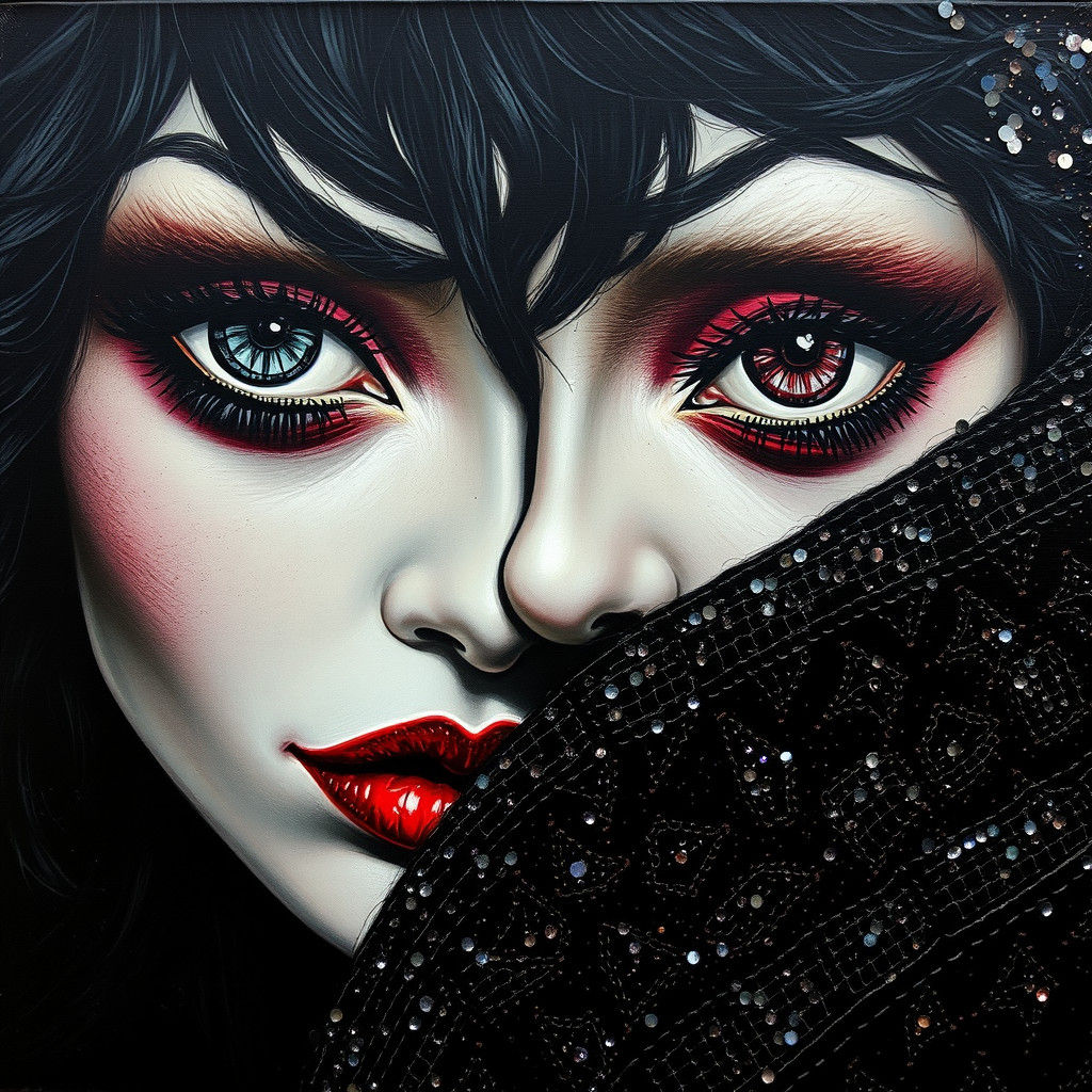 Intense Eyes in Dark Rococo Gothic Style