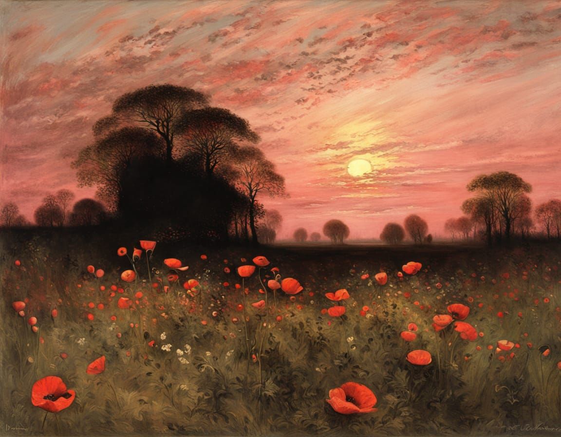 Poppies in Pink Evening Light