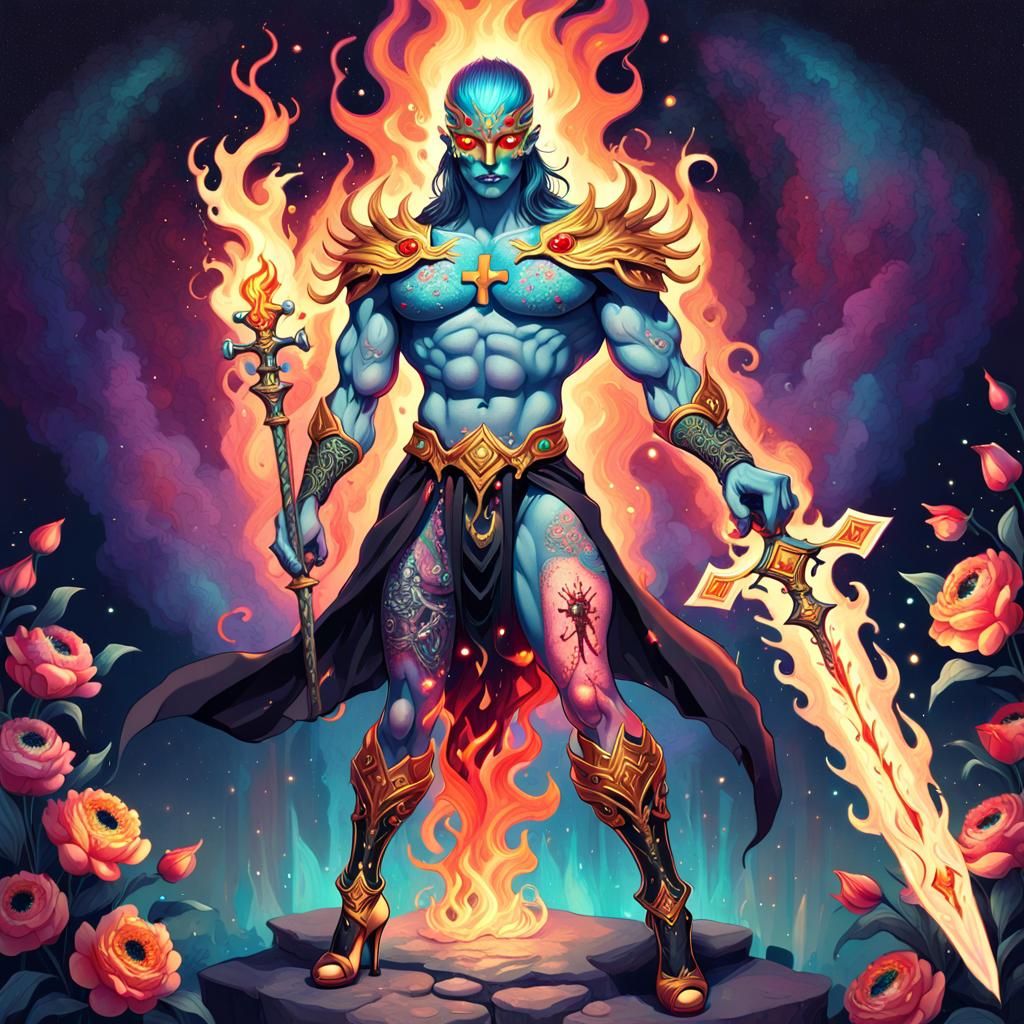 Fabric Titan with Flame Greatsword, Astral Illustration