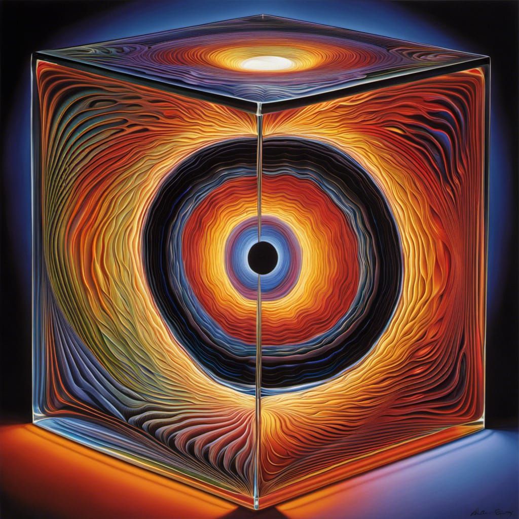 Glass Cube Black Hole: Detailed Visionary Art