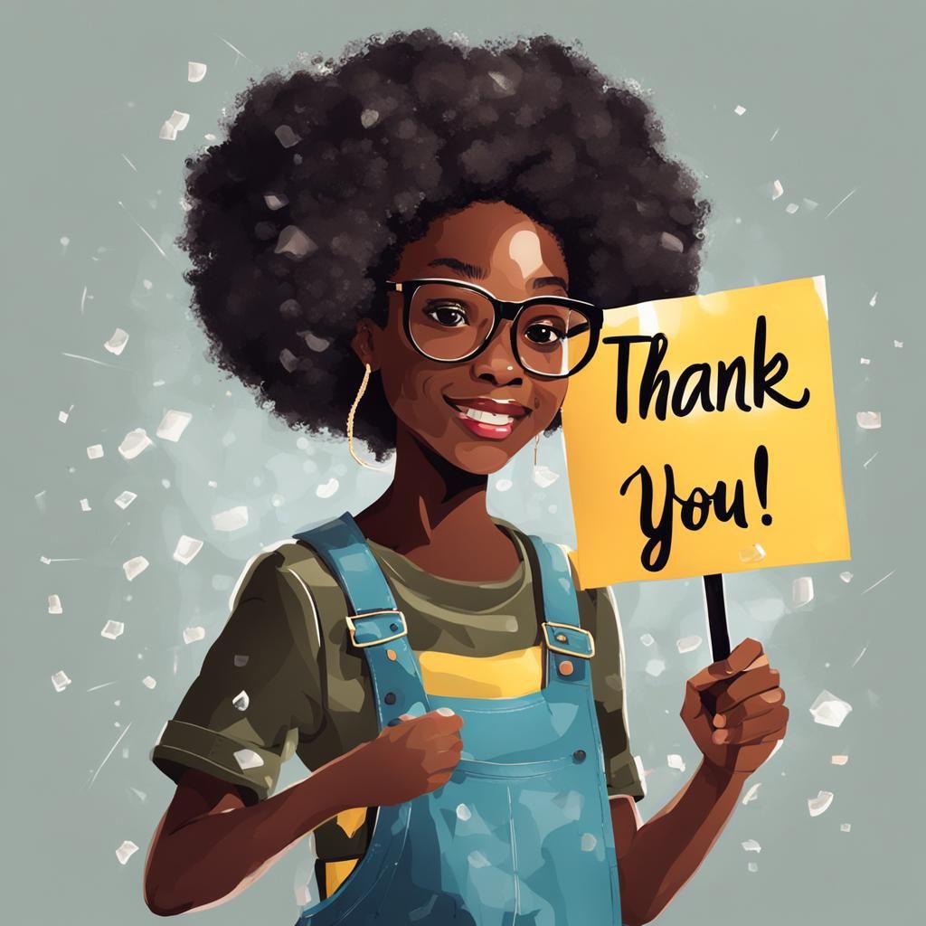Girl Holds Thank You Sign