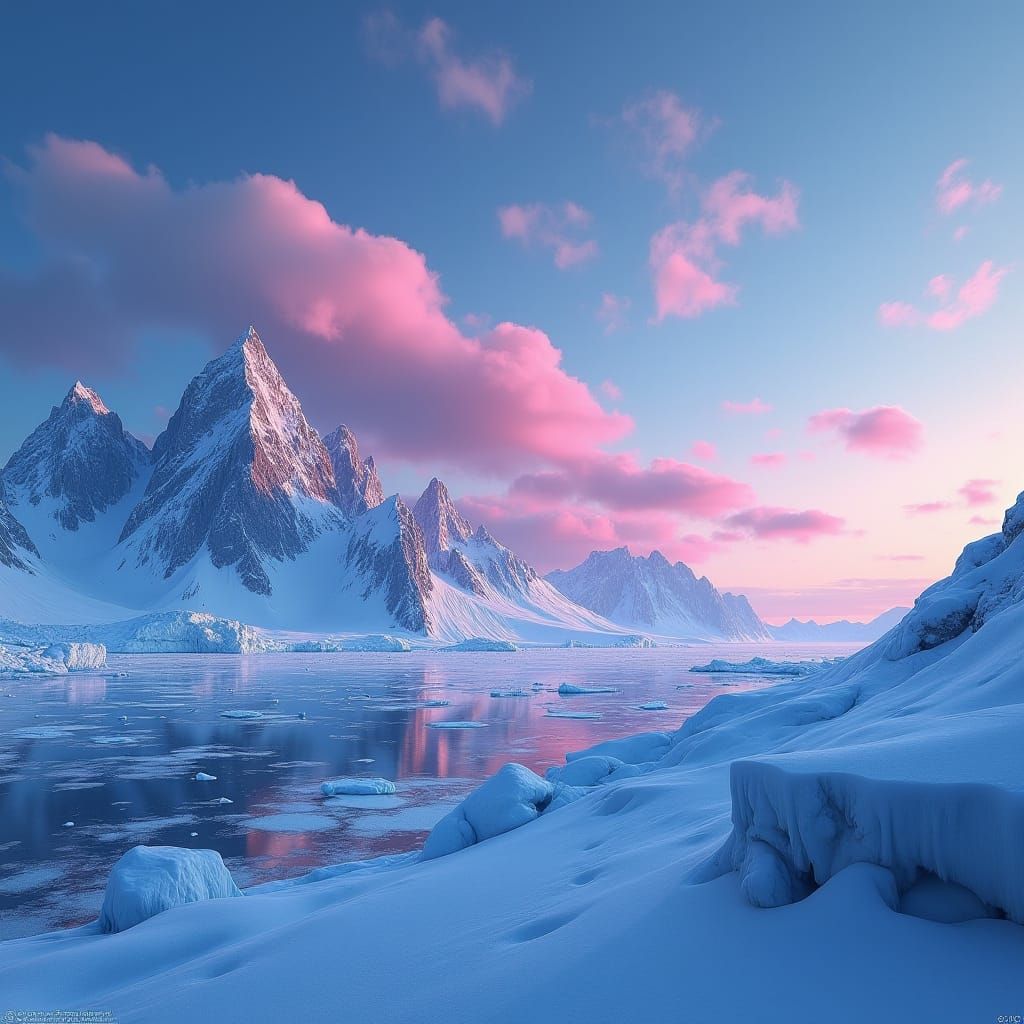 Antarctic Aurora at Dawn: Hyperrealistic Digital Painting