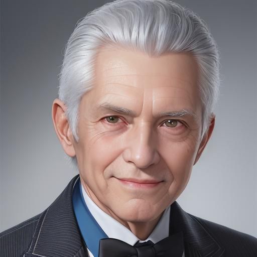 Portrait of Confident Silver-Haired Man in Suit
