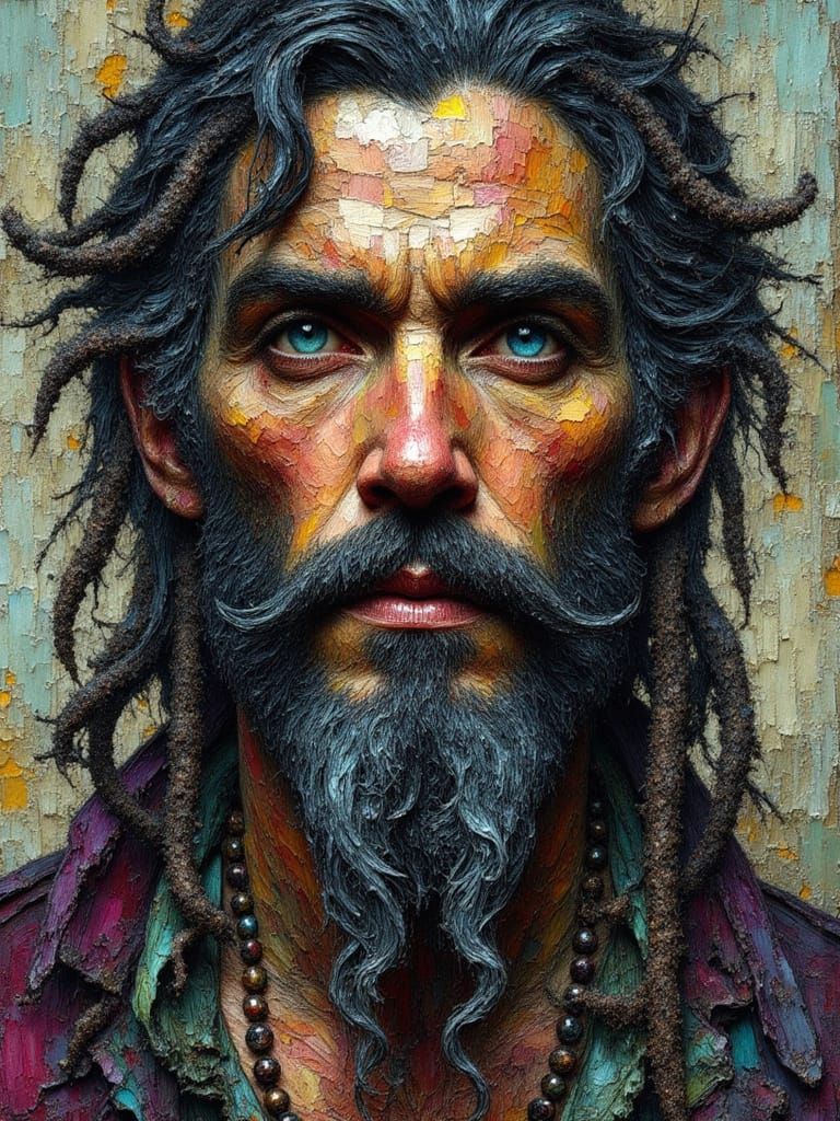 Pirate with Dreadlocks in Klimt Style Oil Painting