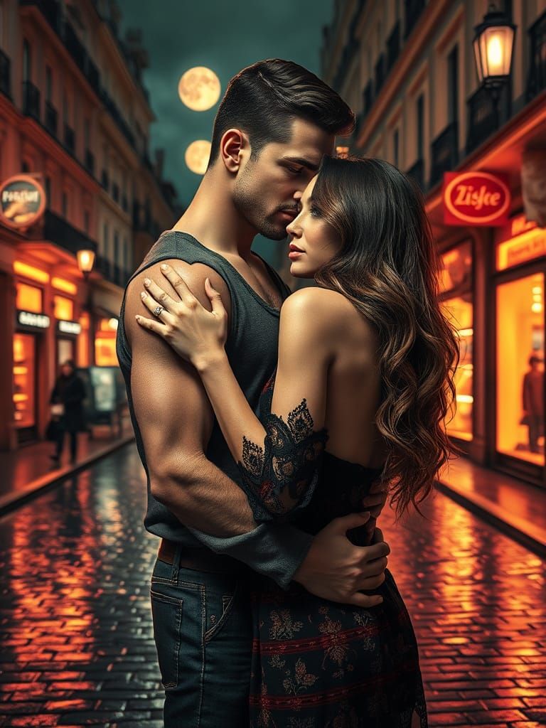 Romantic Sepia Portrait in Art Nouveau Style