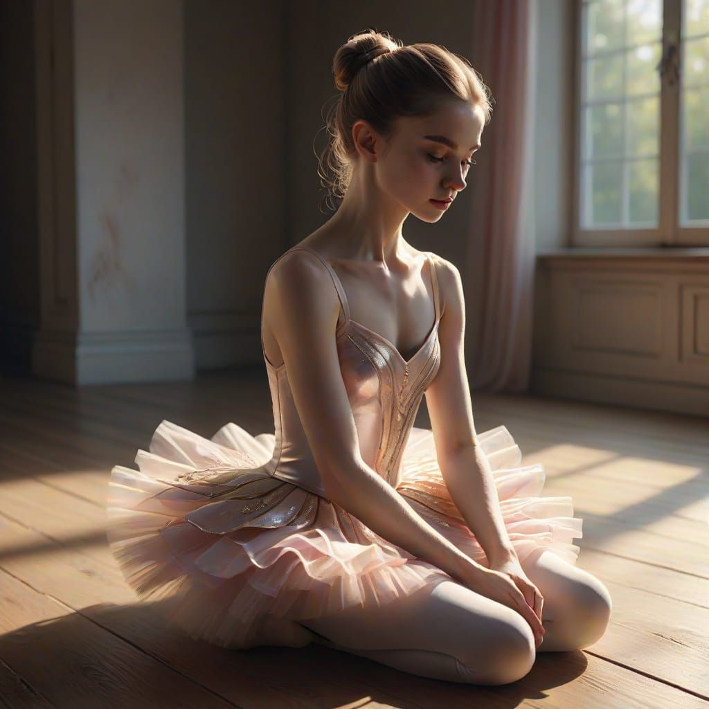 Ballerina in Pink Tutu: Digital Portrait