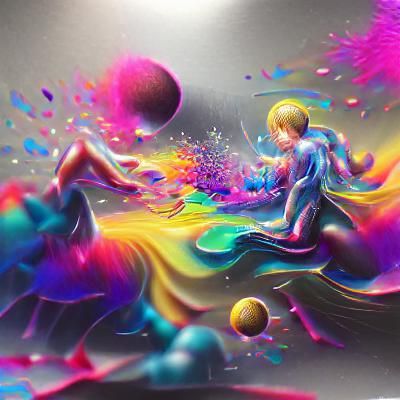 Holographic Cosmic Illustration in Pablo Amaringo Style