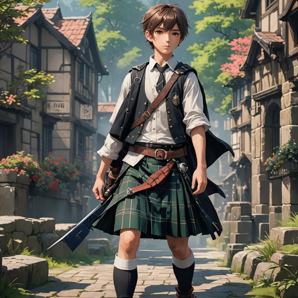 Pageboy in Kilt: 3D Anime Art