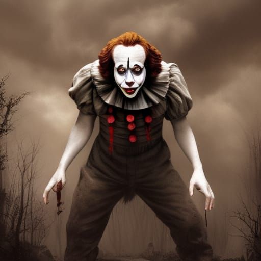Hyperdetailed Pennywise in Dark Fantasy Style