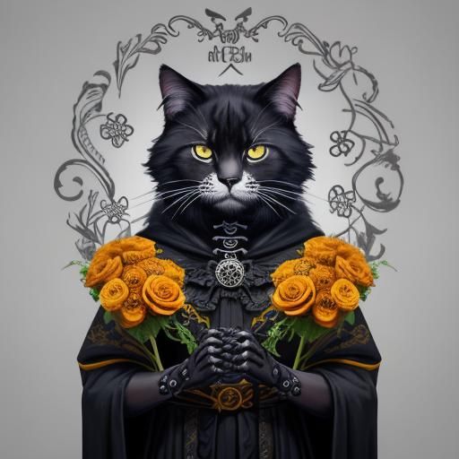 Day of the Dead Cat in Digital Painting