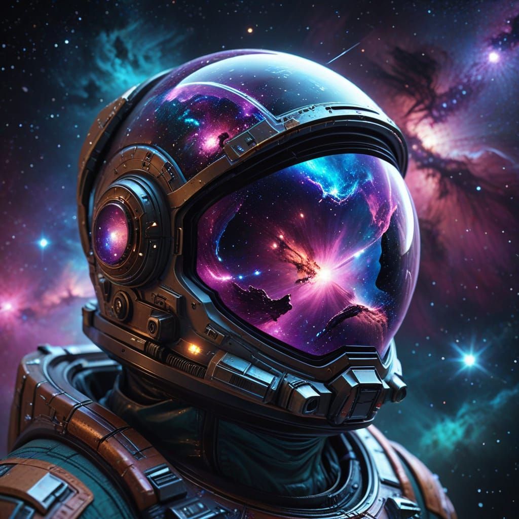 Surreal Galaxy in Space Helmet