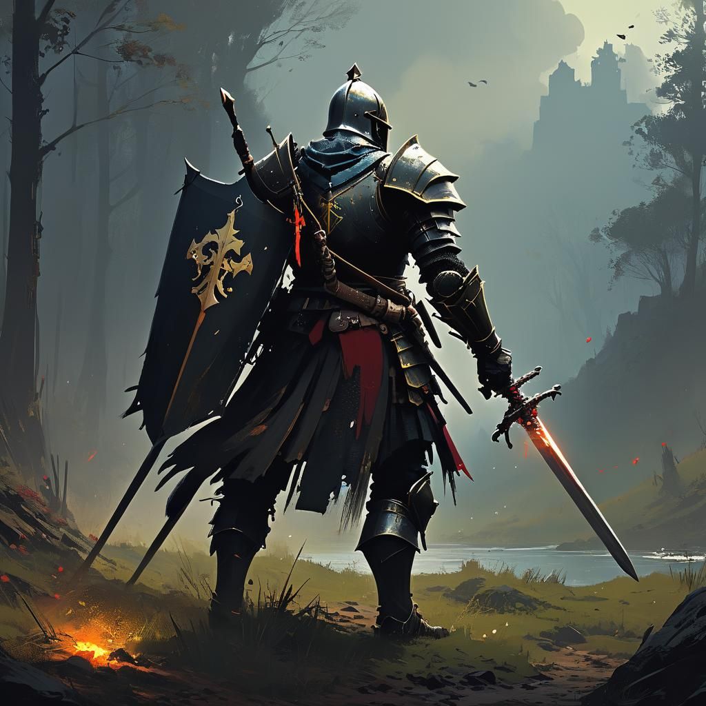 Detailed Digital Art of a Knight