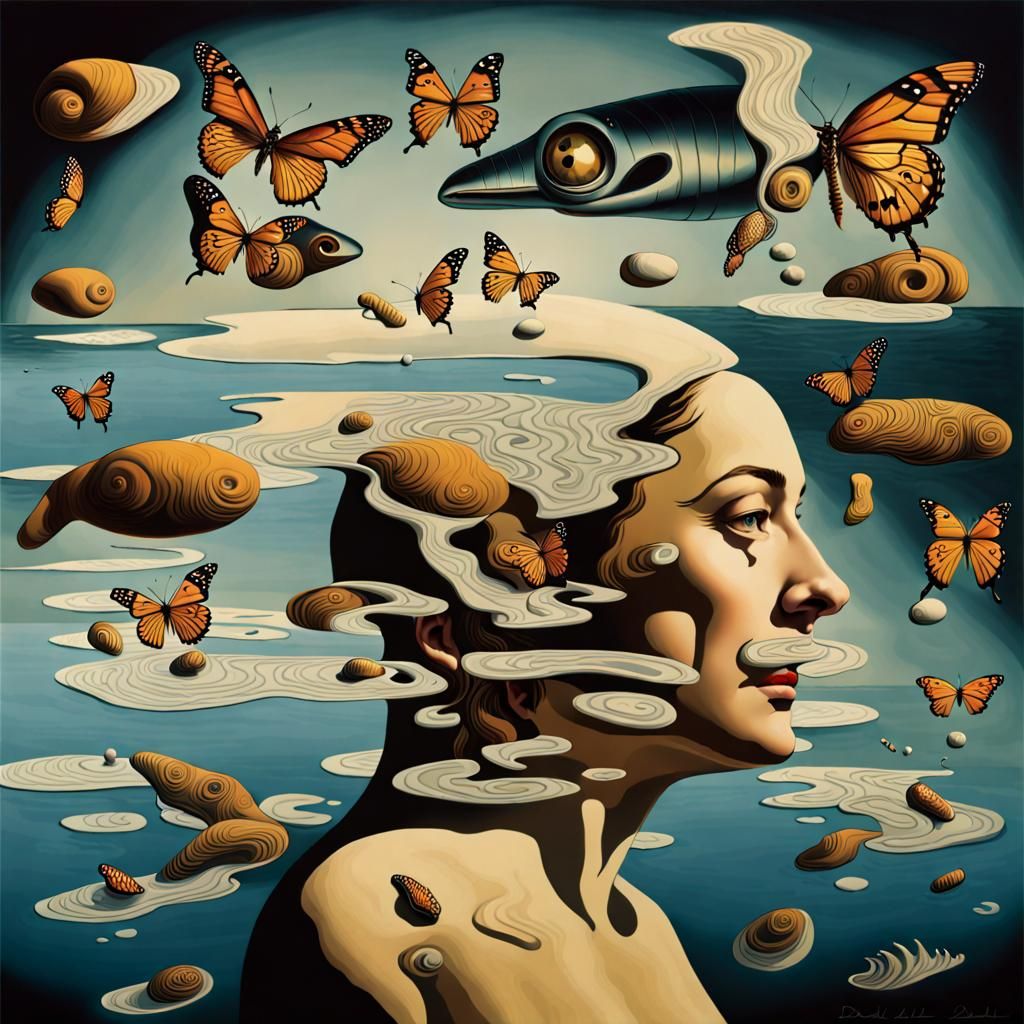 Surreal Transdimensional Ripple Inspired by Dali