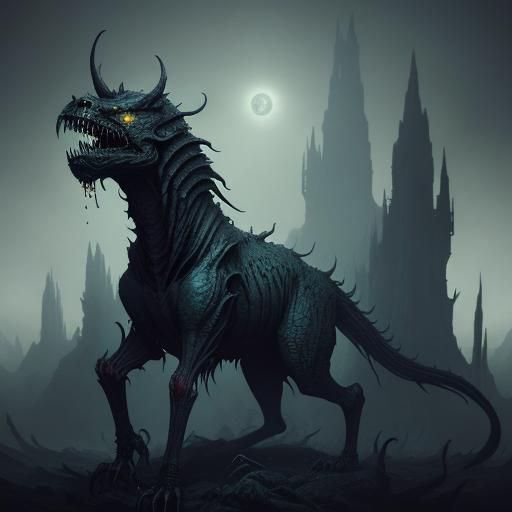 Menacing Dark Fantasy Creature Concept Art