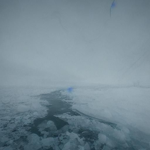 Ethereal Light Pierces Frozen Lake: Dark Fantasy Illustratio...