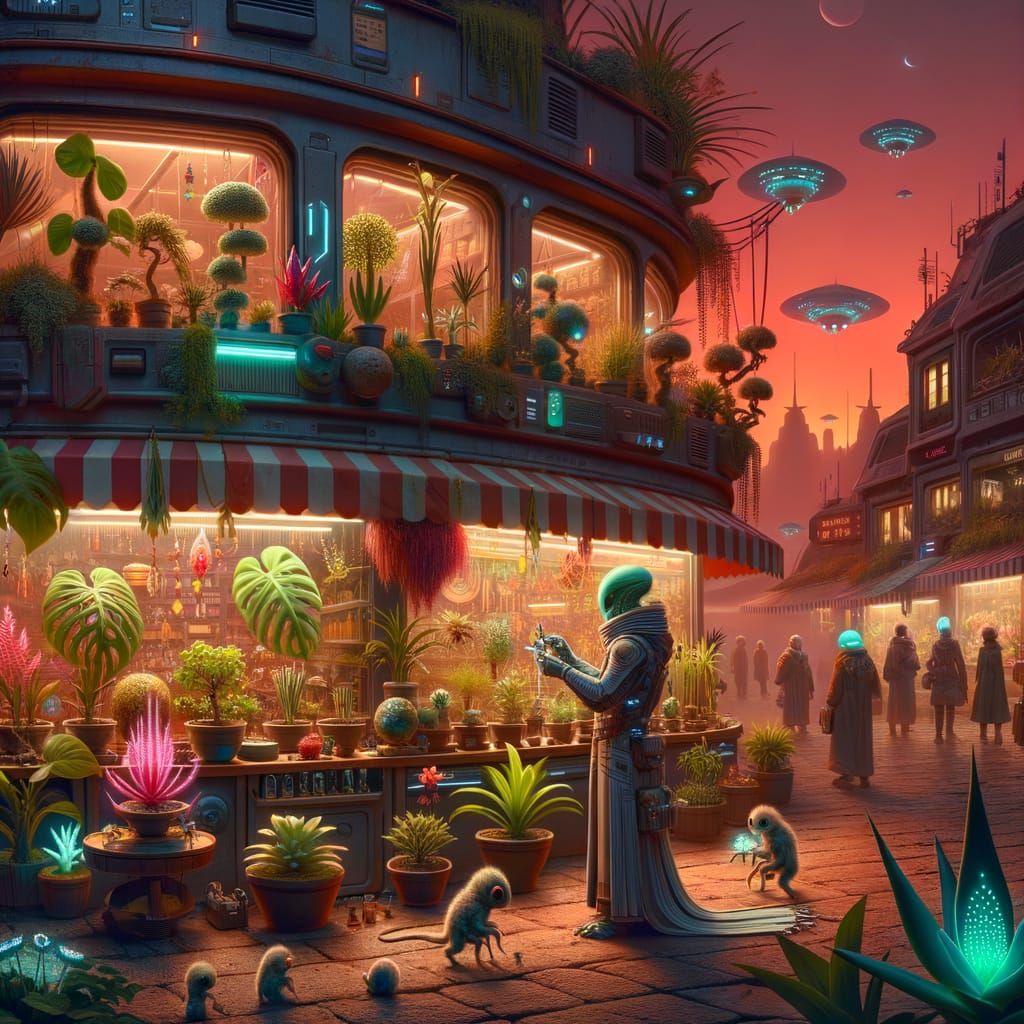 Alien Plant Shop Bazaar at Twilight