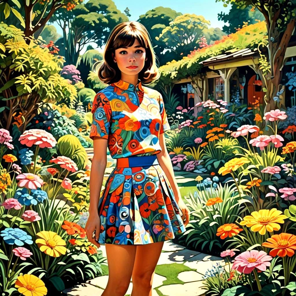 1960s Mini Skirt Detailed Matte Painting