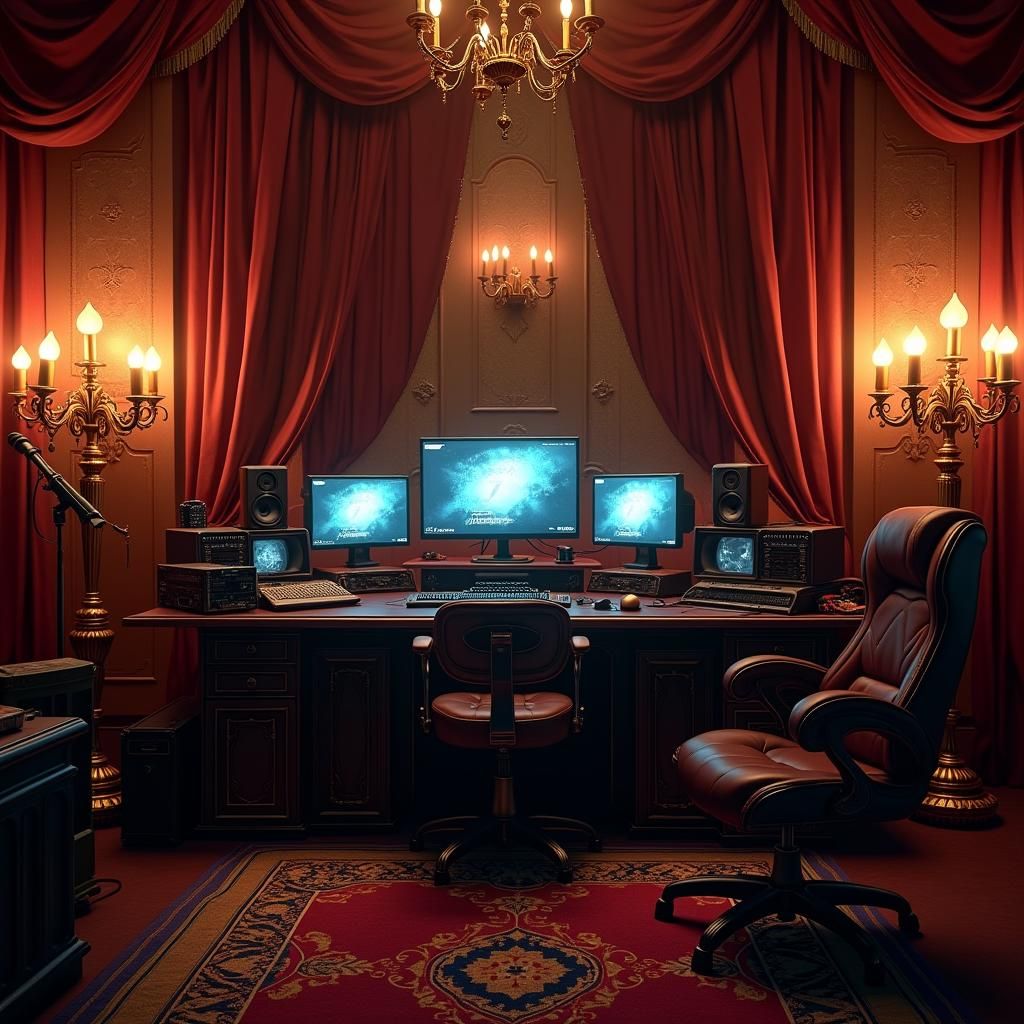 Gaming Desk in Music Room Inspired by Ashley Wood