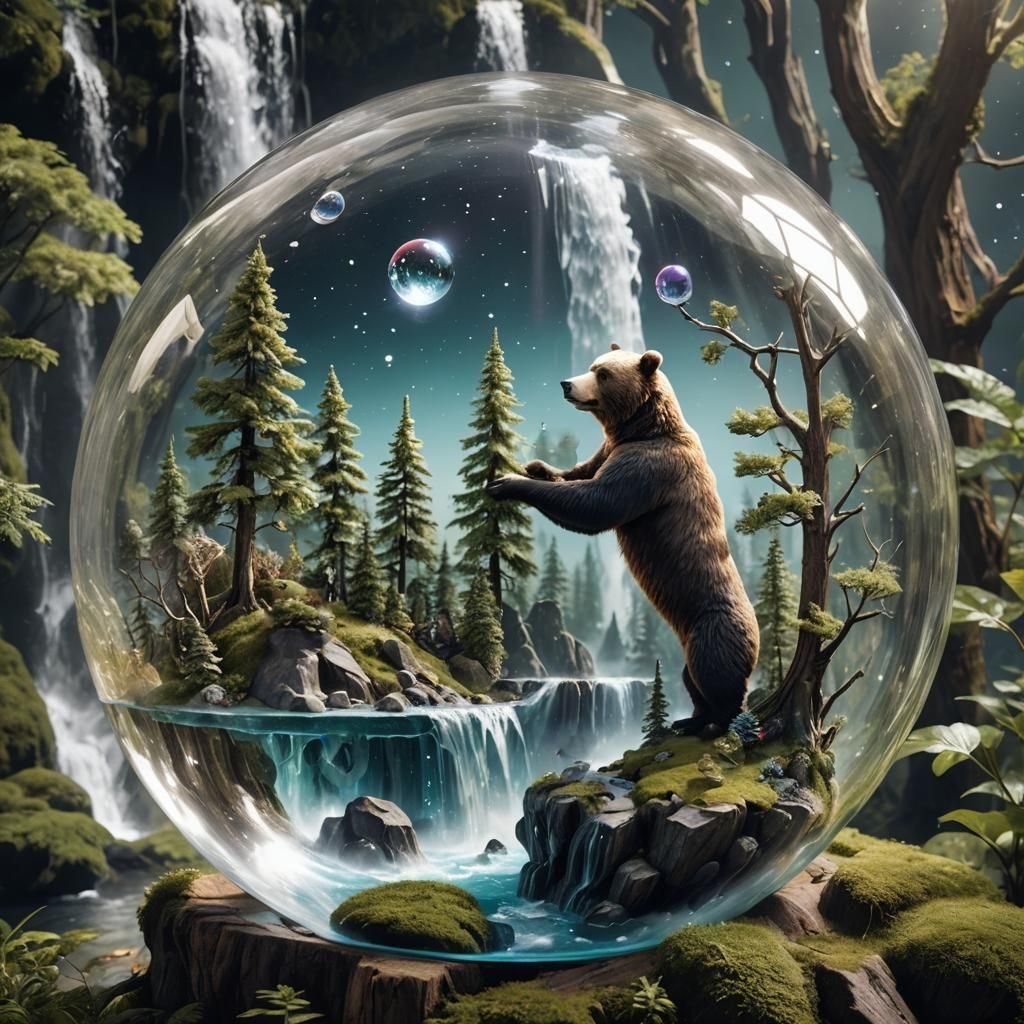 Iridescent Soap Bubbles Floating