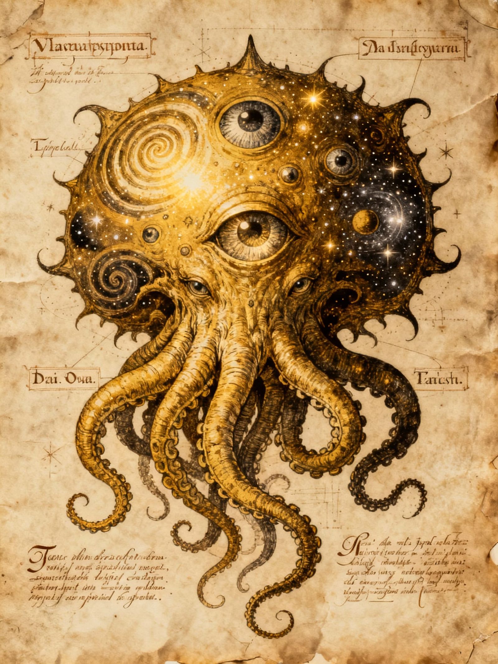 Mythical Creature in Ancient Ink Engraving Style