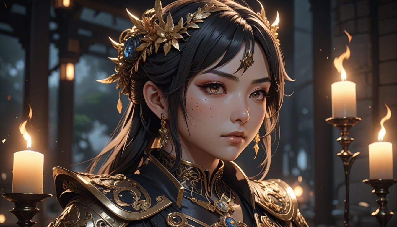 Kalliope in Candlelight: 3D Anime Portrait