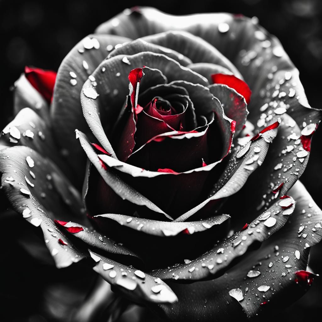 Crushed Red Rose in Noir Pop Art