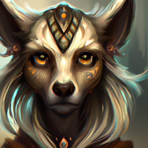 Humanoid Dog Character Portrait in RPG Fantasy Style